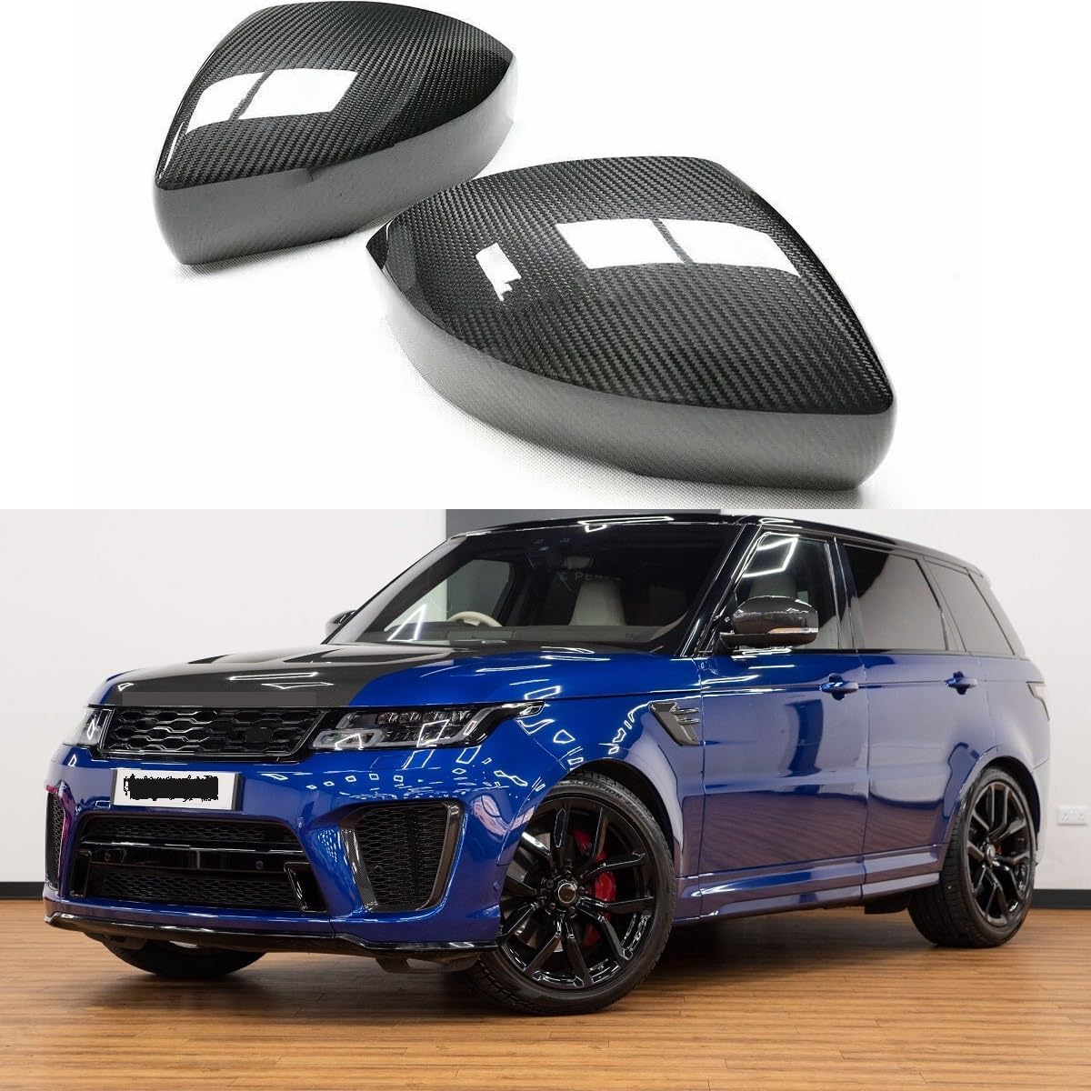 TanKin Genuine Carbon Fiber Side Mirror Cover Caps for 2014-2022 Land Range Rover Sport 2014+ Discoverry 4 5 Accessories,2PCS Sport Rear View Mirror Skull Direct Add-on
