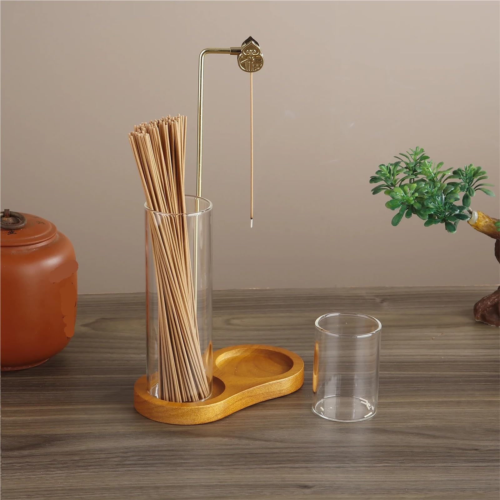 1Pcs Incense Holder for Sticks Anti-Ash Flying Burne with Metal Clip and Storage for Yoga Home Decor für Meditation/Yoga(Dark Base)