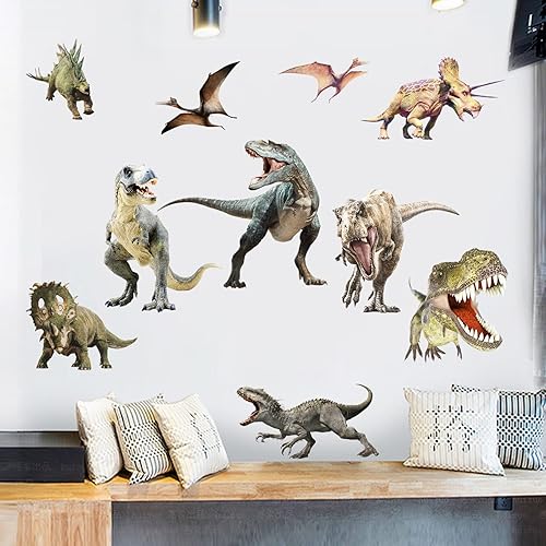 Miniatura 4 de Calcomanías de pared de dinosaurio para habitación de niños calcomanías de pared extraíbles de dinosaurio para dormitorio de niños guardería sala de