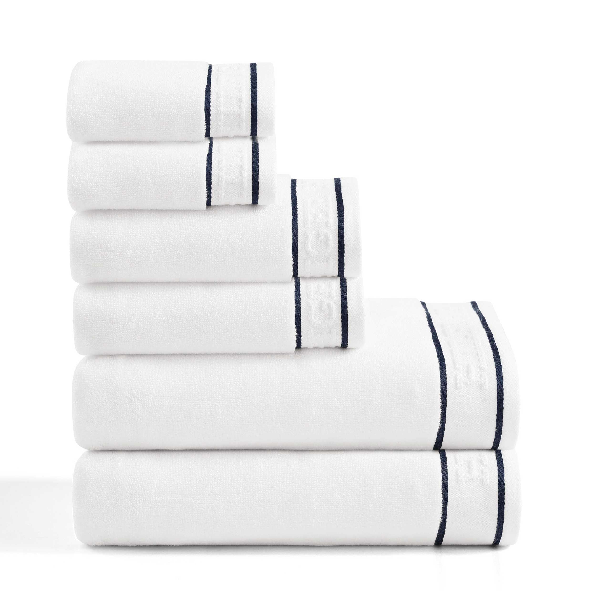 Tommy Hilfiger - Bathroom Towel Set Ultra-Soft Quick-Dry 100 Cotton with Zero Twist 600 GSM Plush Bath Towels