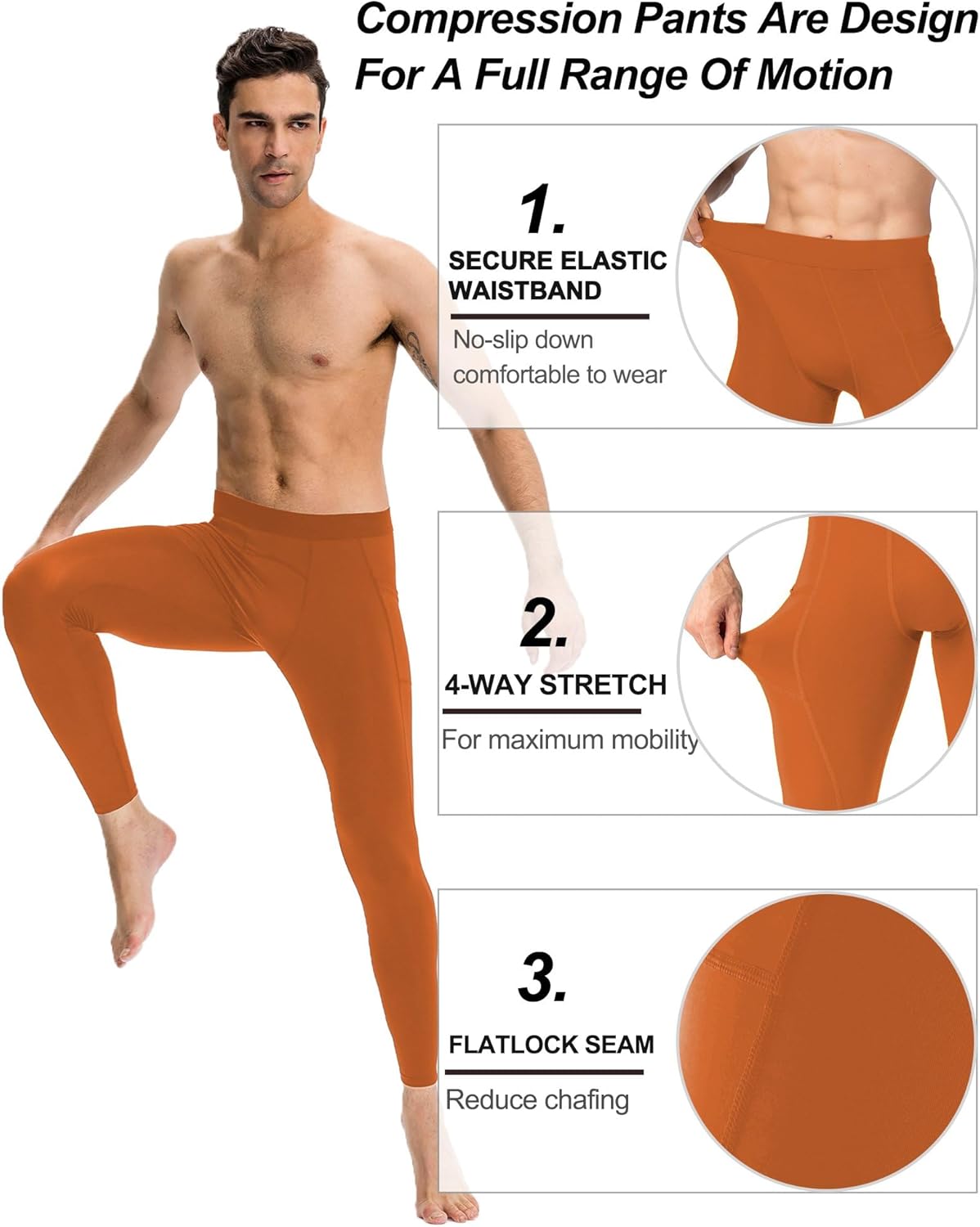 SPVISE Men's Compression Pants Workout Leggings Running Tights Cool Dry Athletic Baselayer Pants for Basketball Yoga Cycling - Image 4