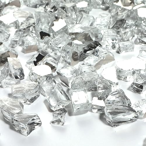 Miniatura 2 de Cuentas de vidrio para hoguera de 10 libras, rocas de vidrio reflectantes de 12 pulgada de alto brillo, pellets de vidrio decorativos para hoguera,