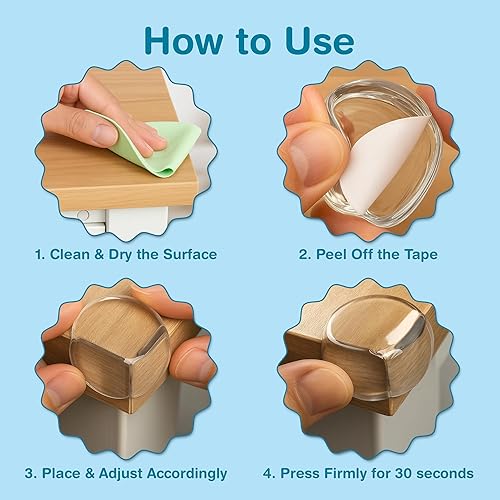 Miniatura 4 de Protector de esquina para bebé, paquete de 15 protectores de bordes transparentes y transparentes para bebés, protectores de esquina de muebles de