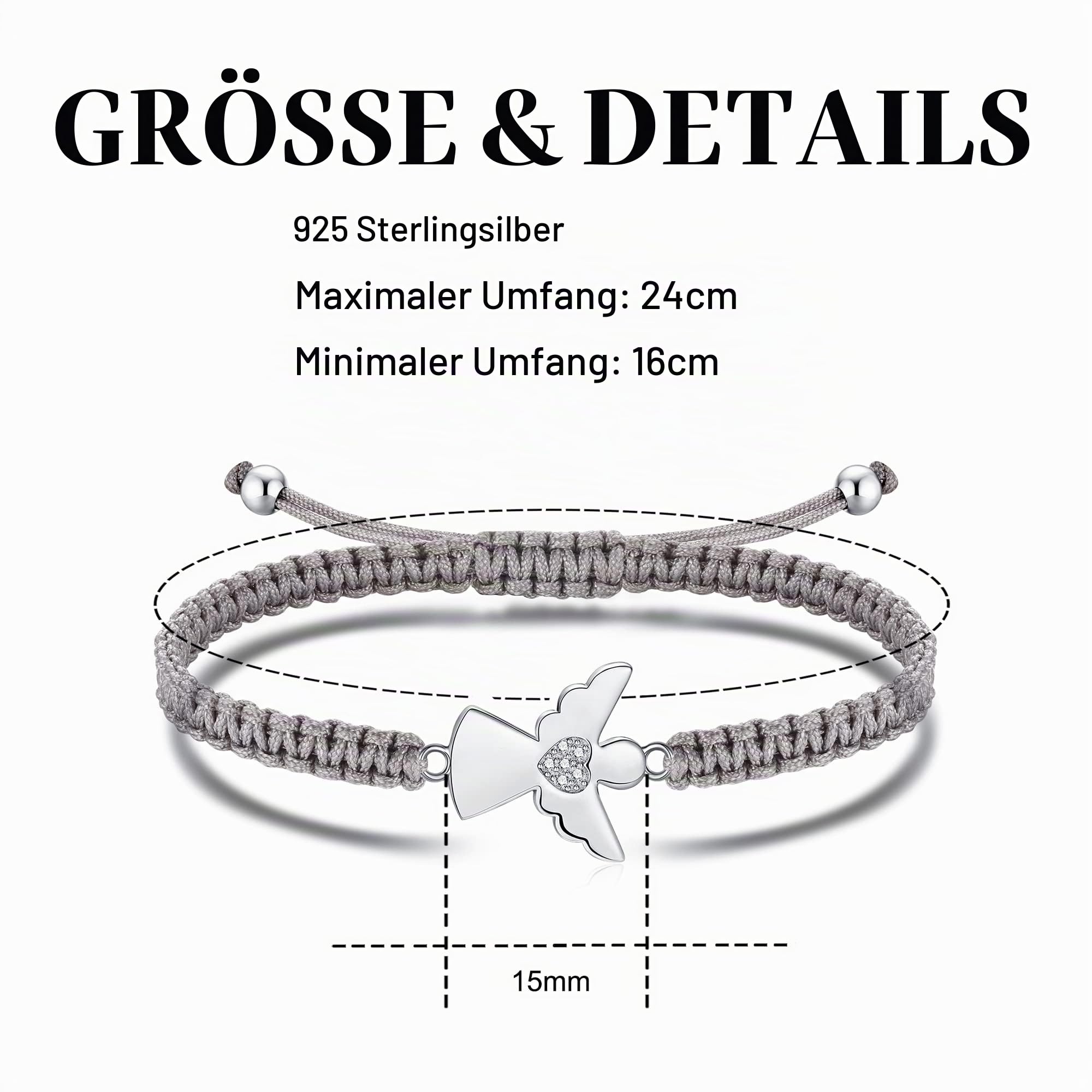 Jrêveinfini Schutzengel Armband Damen Mädchen Silber 925, Konfirmation Schutzengel Kommunion Mädchen Taufe Personalisiert, Weihnachten Geschenke für Frauen Mädchen mit Geschenkbox