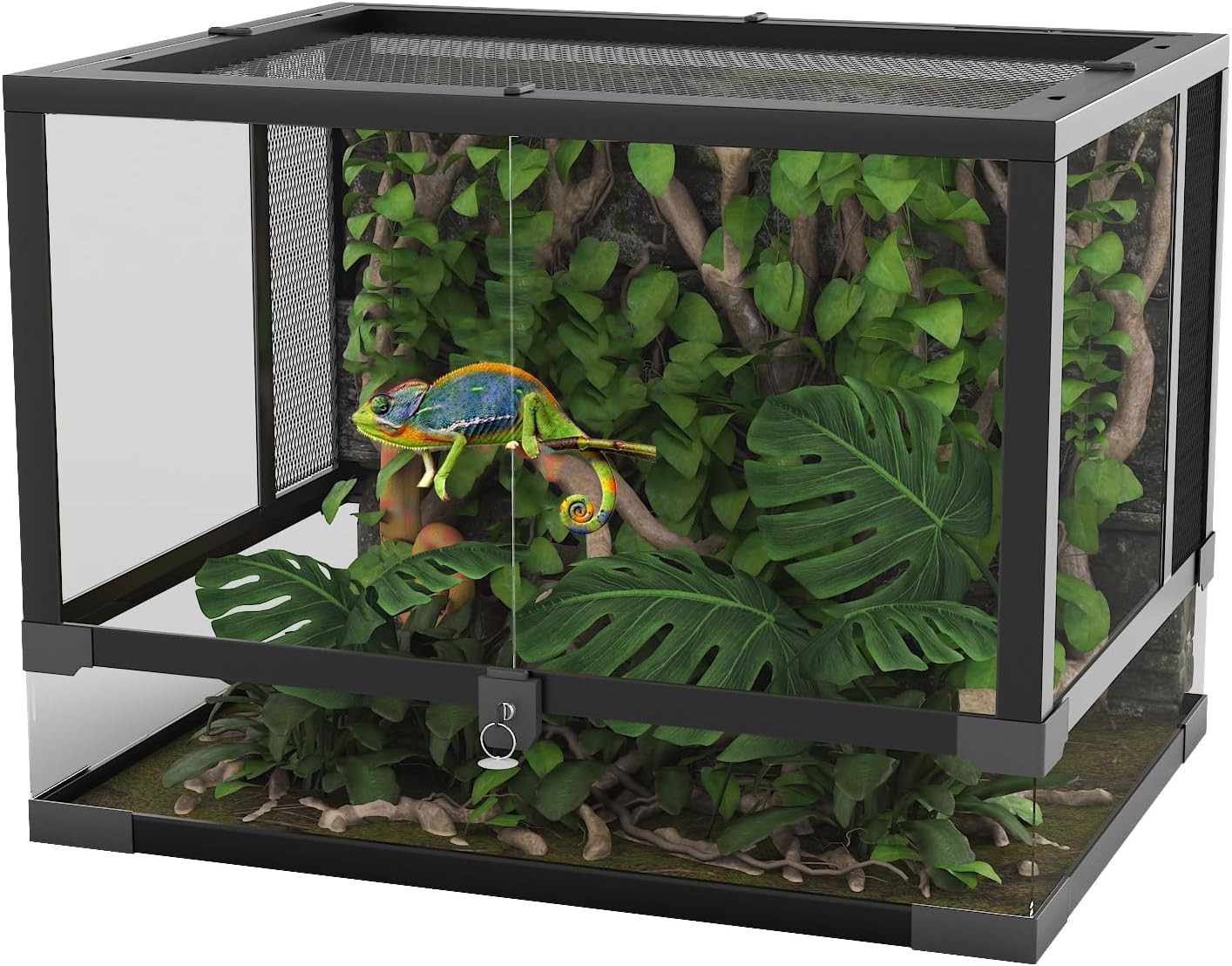 Garvee 34 Gallon Reptile Tall Glass Terrarium, 24" x 18" x 18" Reptile Tank Double Hinge Door with Top Screen Ventilation, Easy Assembly (34 Gallon-H)