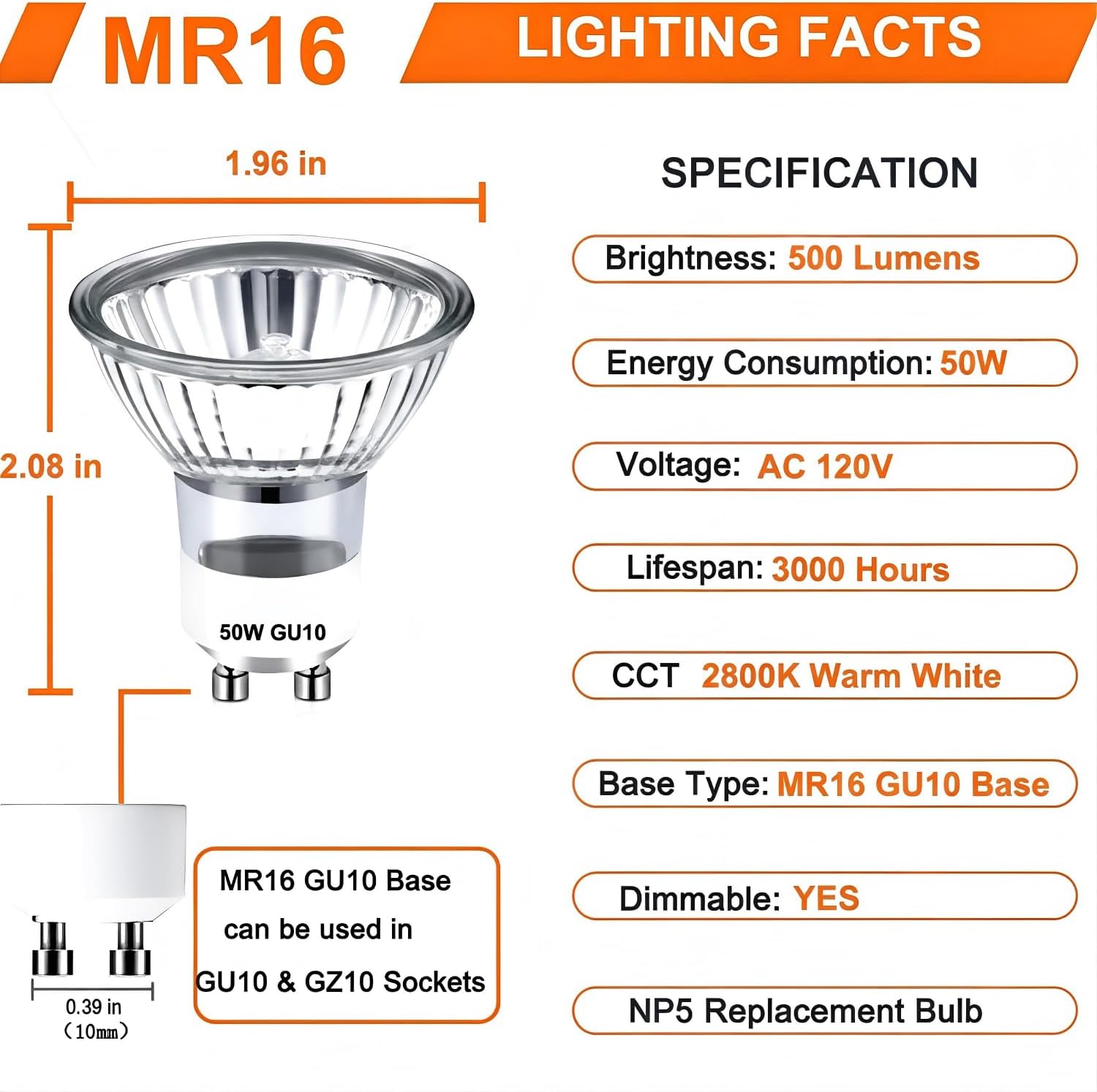 GU10 Halogen Lightbulb 1 PCS Suitable for Candle Warmer Lamp Light Bulb