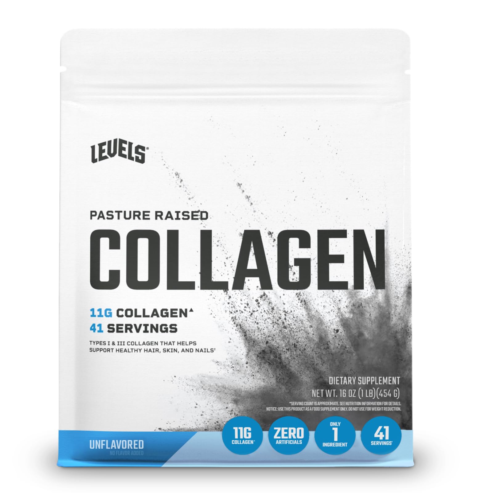 Levels Collagen Peptides, No Artificial Ingredients, 11G of Collagen, Unflavored, 1LB