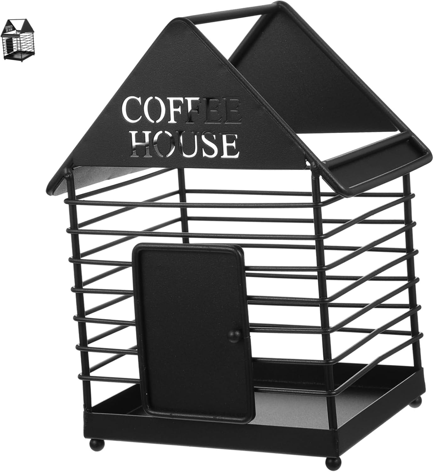 Mikinona Decorative Iron Capsule Storage Rack Unique House Shape Desktop Organizer for Coffee Stylish Storage Holder for Home Office