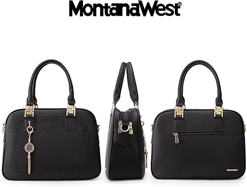 Miniatura 4 de Montana West Bolsos y bolsos de mano para mujer con asa superior con 2 compartimentos correa cruzada Bdy, Negro, Marrón, Coffee