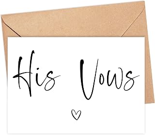 His Vows Card - Bride And Groom Wedding Day Card Template - Minimalist Wedding Vows Card