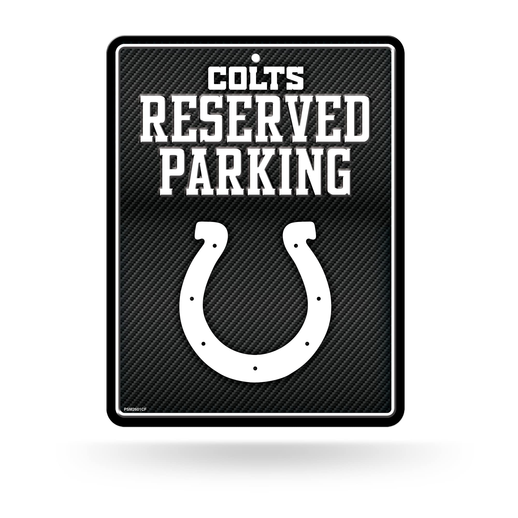 Rico Industries NFL Football Indianapolis Colts Carbon Fiber 8.5" x 11" Carbon Fiber Metal Parking Sign - Great for Man Cave, Bed Room, Office, Home