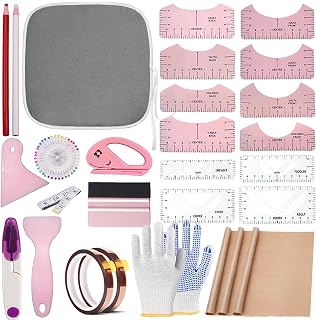 67 Pcs Sublimation Shirts Tool Kits for Vinyl Alignment,Portable Pad for Ironing,T-Shirt Rulers Guide and Teflon Sheet for Cricut Heat Press HTV Vinyl Center Designs,Craft Sewing Accessories