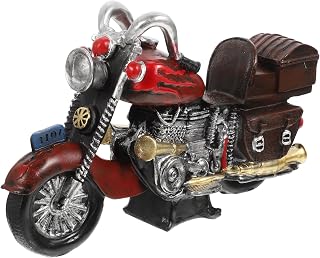 Vintage Motorcycle Piggy Bank Coin Box Ornament Resin | Brown Finish, Creative Collectible Style, Party Bar Display, Money Saving Storage, Gift Choice Color Color