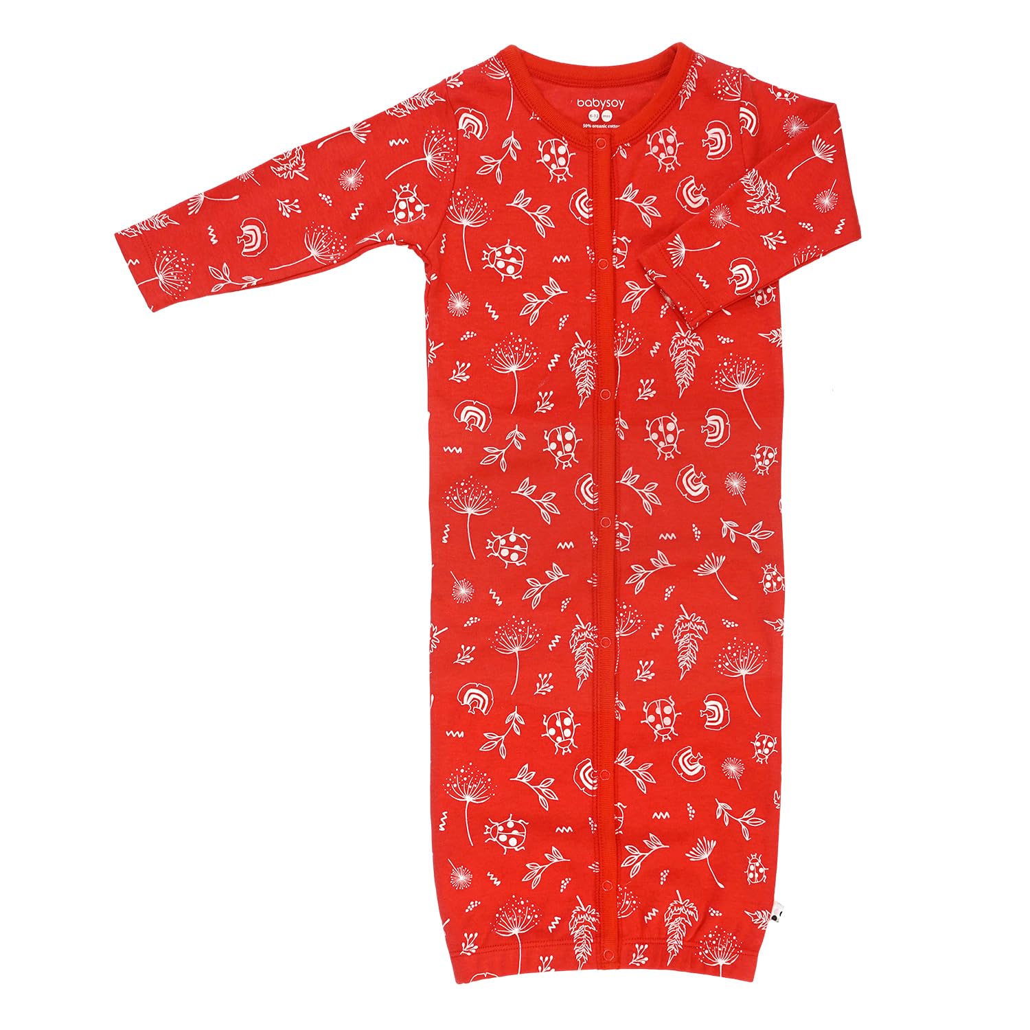 Babysoy Unisex Baby Long Sleeve Gown Sleep Sack, Ultra Soft Nightgown, Newborn Reversible Mittens