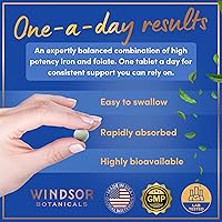 Vista 4 de Suplementos de hierro y ácido fólico para mujeres, 35 mg de vitamina de hierro suave, ácido fólico 400 mcg, anemia, período, suplemento de apoyo