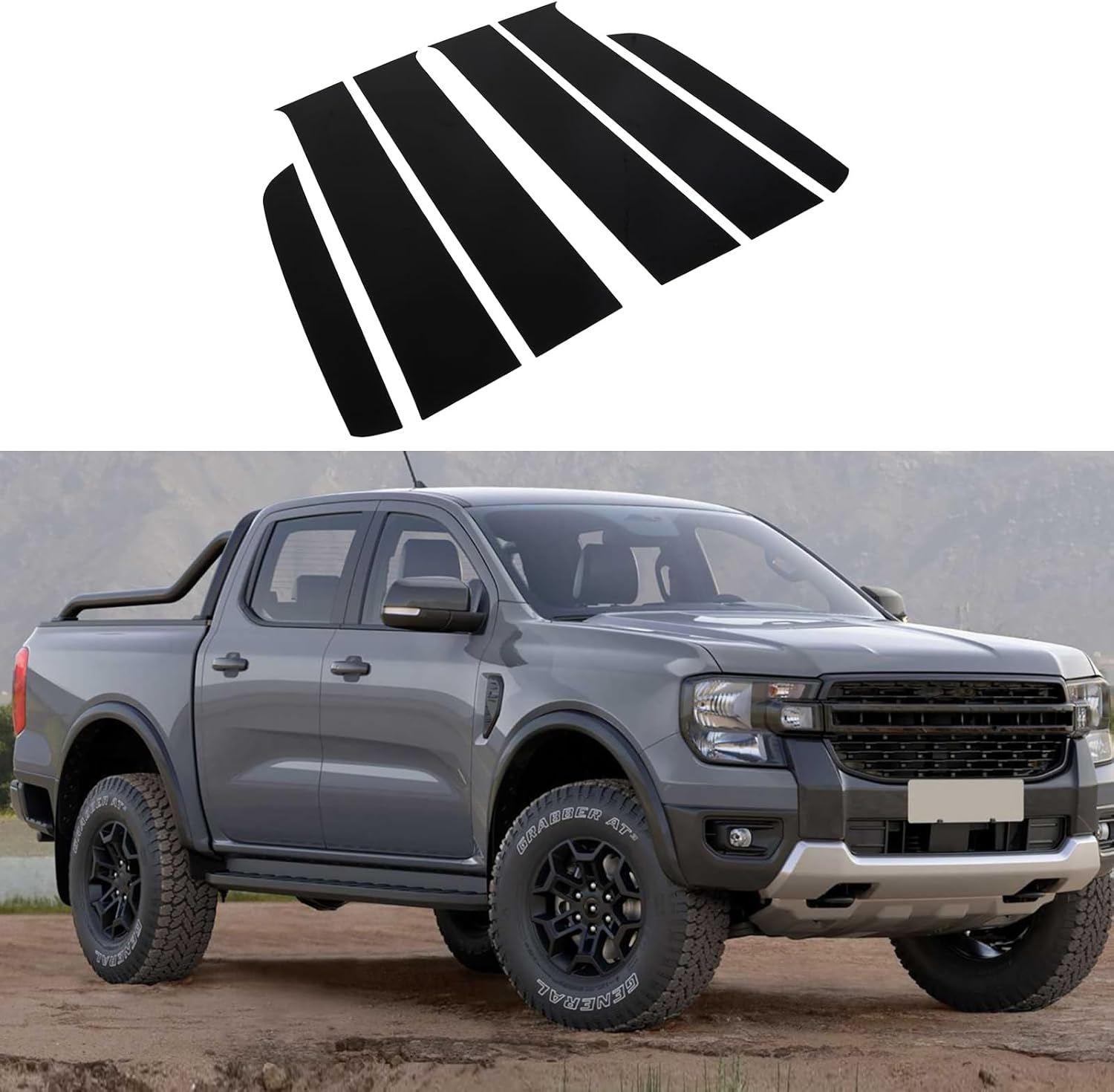 Car B Pillar Trim Center Window Outer Pillar Post Panel Cover Anti-Scratch Molding Covers Stickers Decorative Accessories Compatible withInfiniti Ford Ranger Ford Ranger 2023 2024 (2023+)