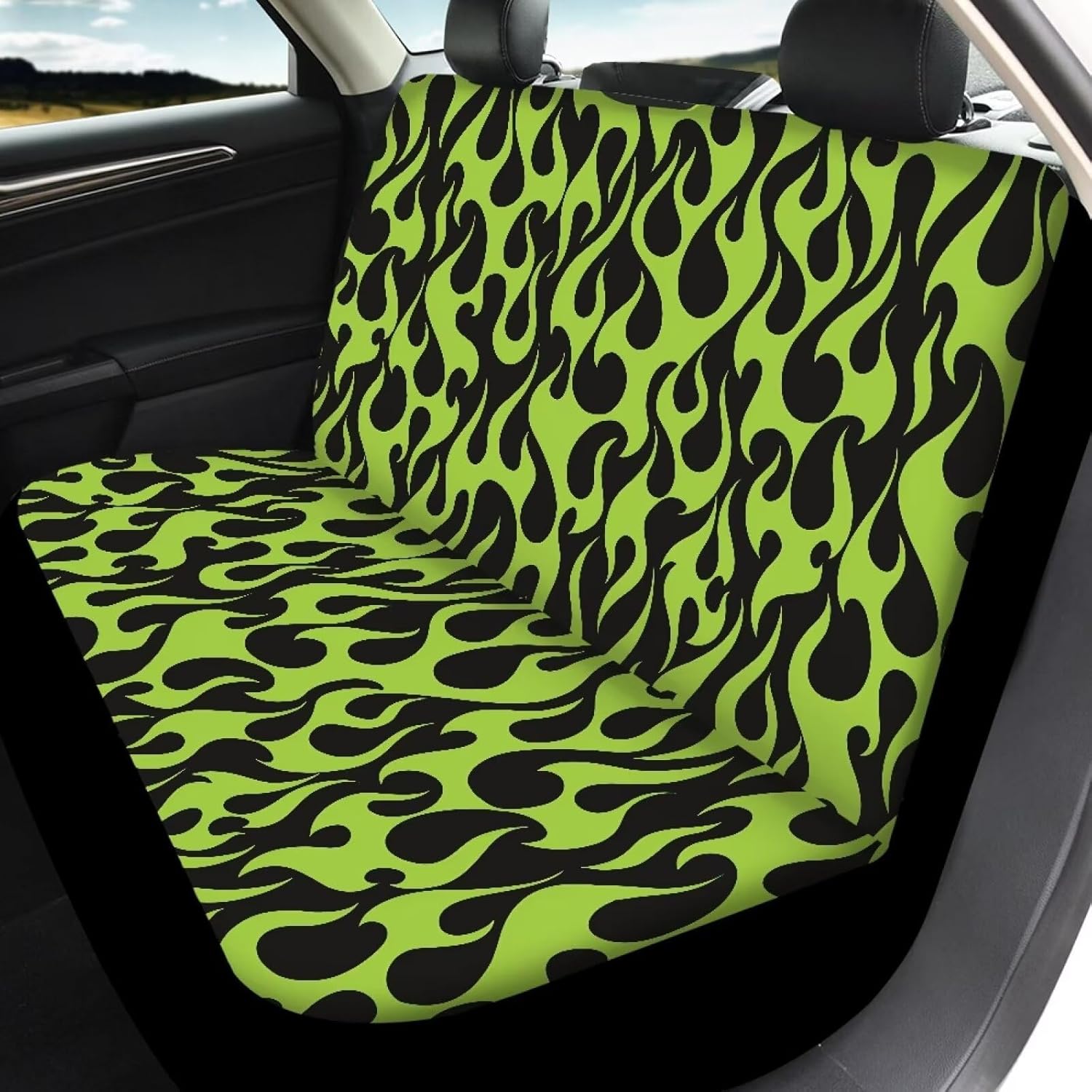 Green Fire Automotive Seat Covers for Front and Back Seat Car Interior Accessories Universal Front and Rear Car Seat Cushion Cover Easy to Install Clean