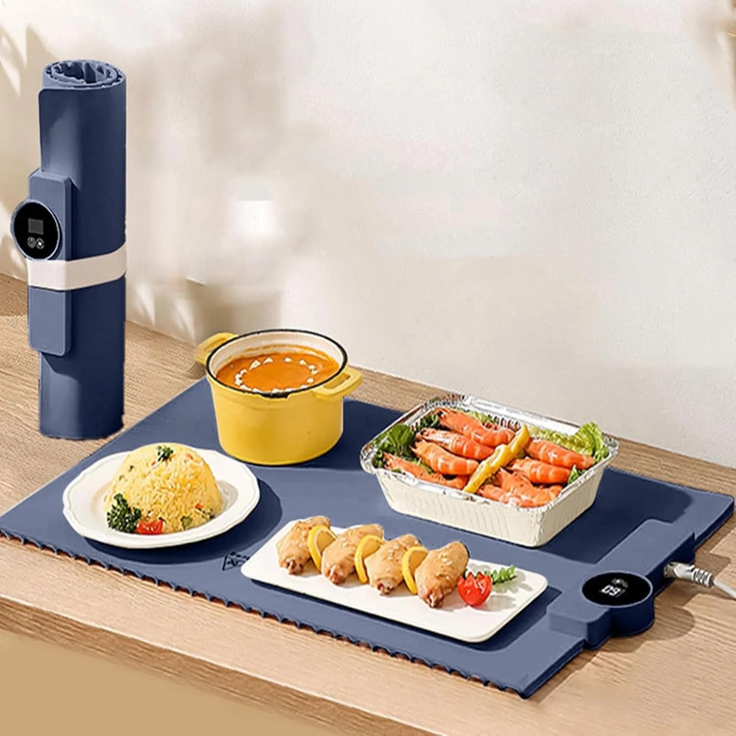 Tapis chauffant électrique en silicone bleu enroulable WXFKLDJ