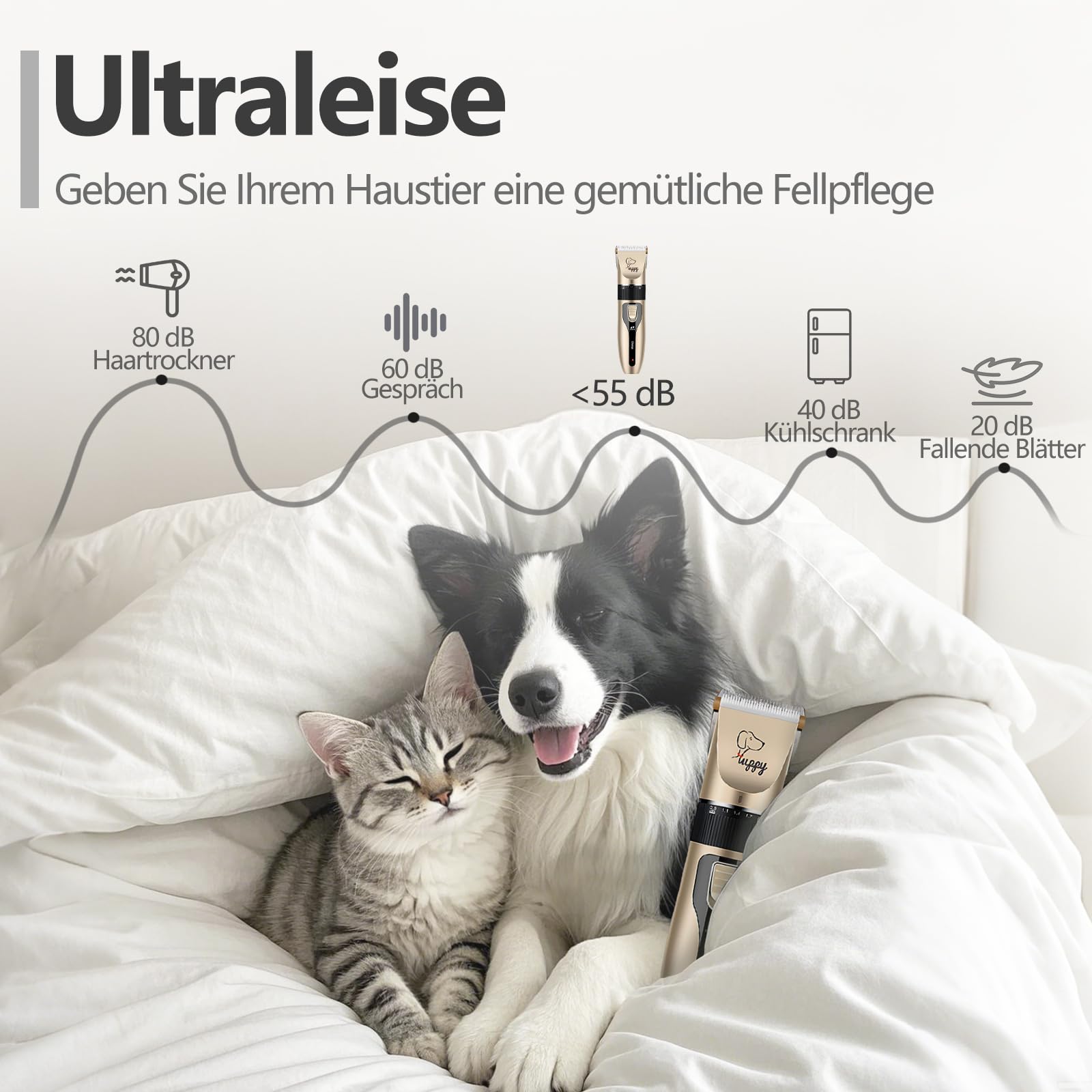 Hundeschermaschine Pflegeset, 12-Teiliger Wiederaufladbarer Pfotentrimmer Für Hunde, GeräUscharme Tierhaarschneider, Elektrische Hundehaarentferner, Scheren FüR Hunde, Katzen, Pferde Oder Schafe