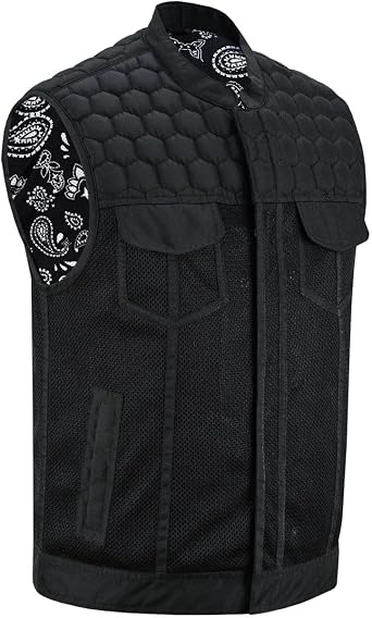 Daniel Smart Motorcycle Riding Vest Premium Mesh Textile Biker Vest Men with Diamond Quilted Design & Multiple Carry Pockets