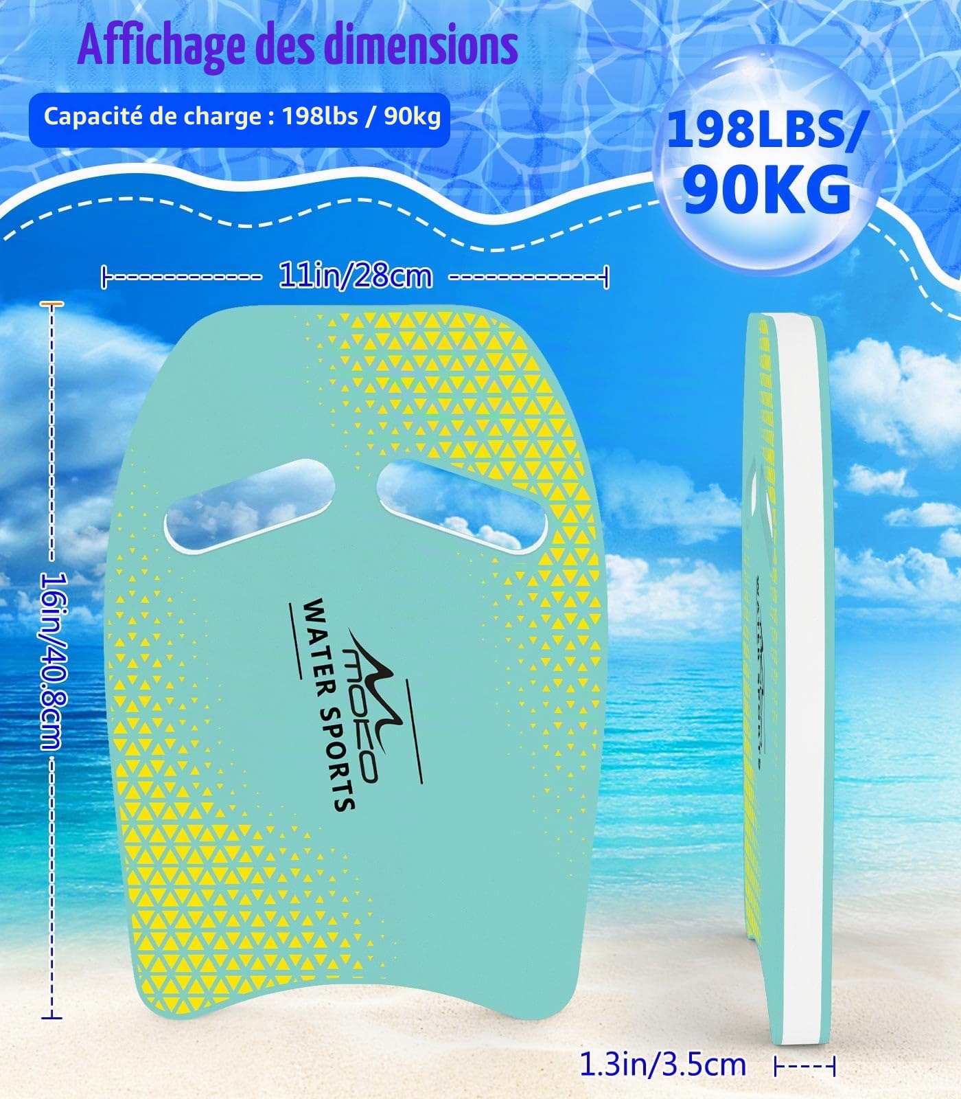 MoKo Planche de Natation, Accessoire Équipement d'exercice pour Amusement d'eau Formation Entraînement de Natation pour Piscine Motif Dessin Animé pour Débutant Adulte Enfants