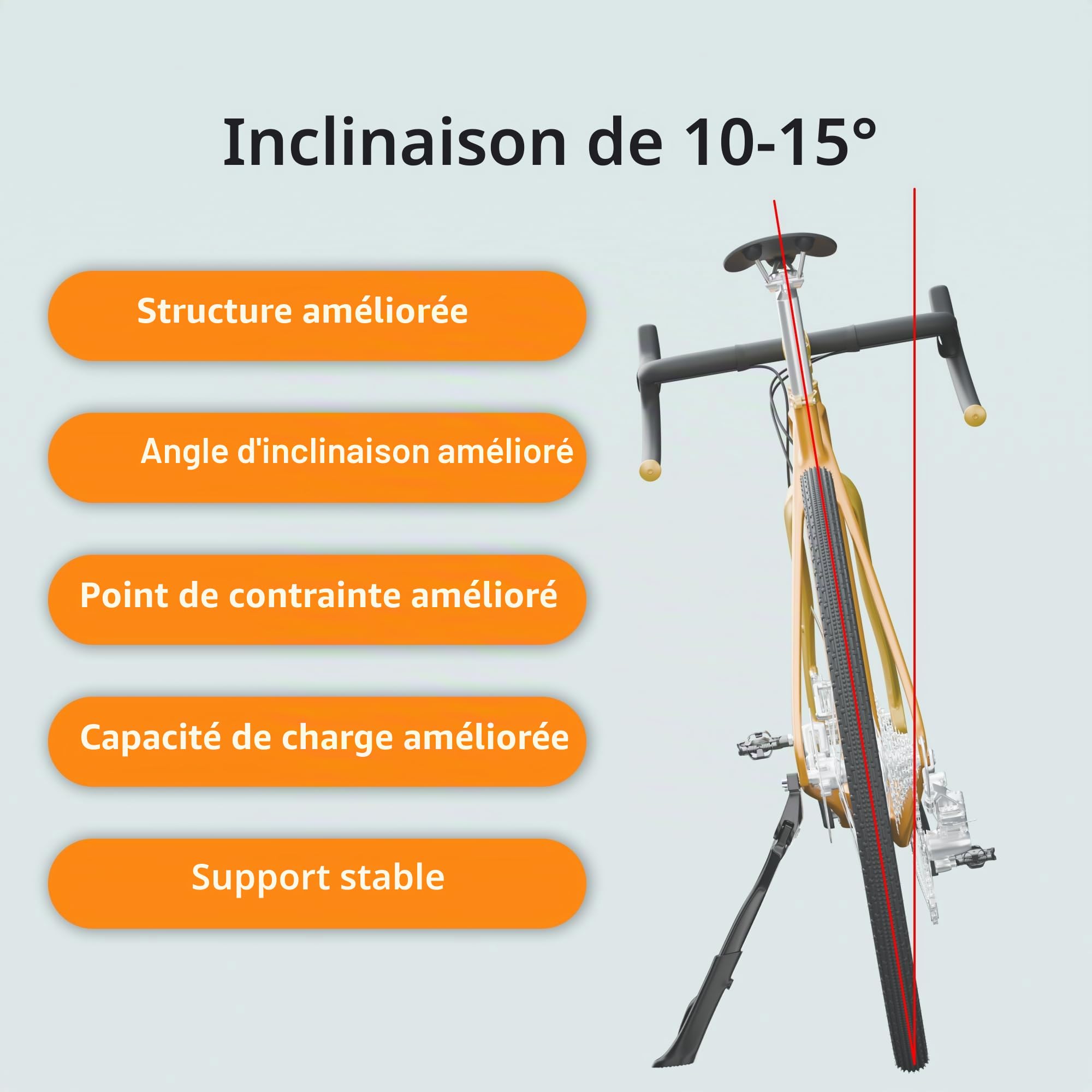 Béquille de vélo 26 à 29 Pouces, Espacement des Trous 40 mm/Universel Réglable VéloKickstand, Convient pour vélo, VTT, vélo de Route
