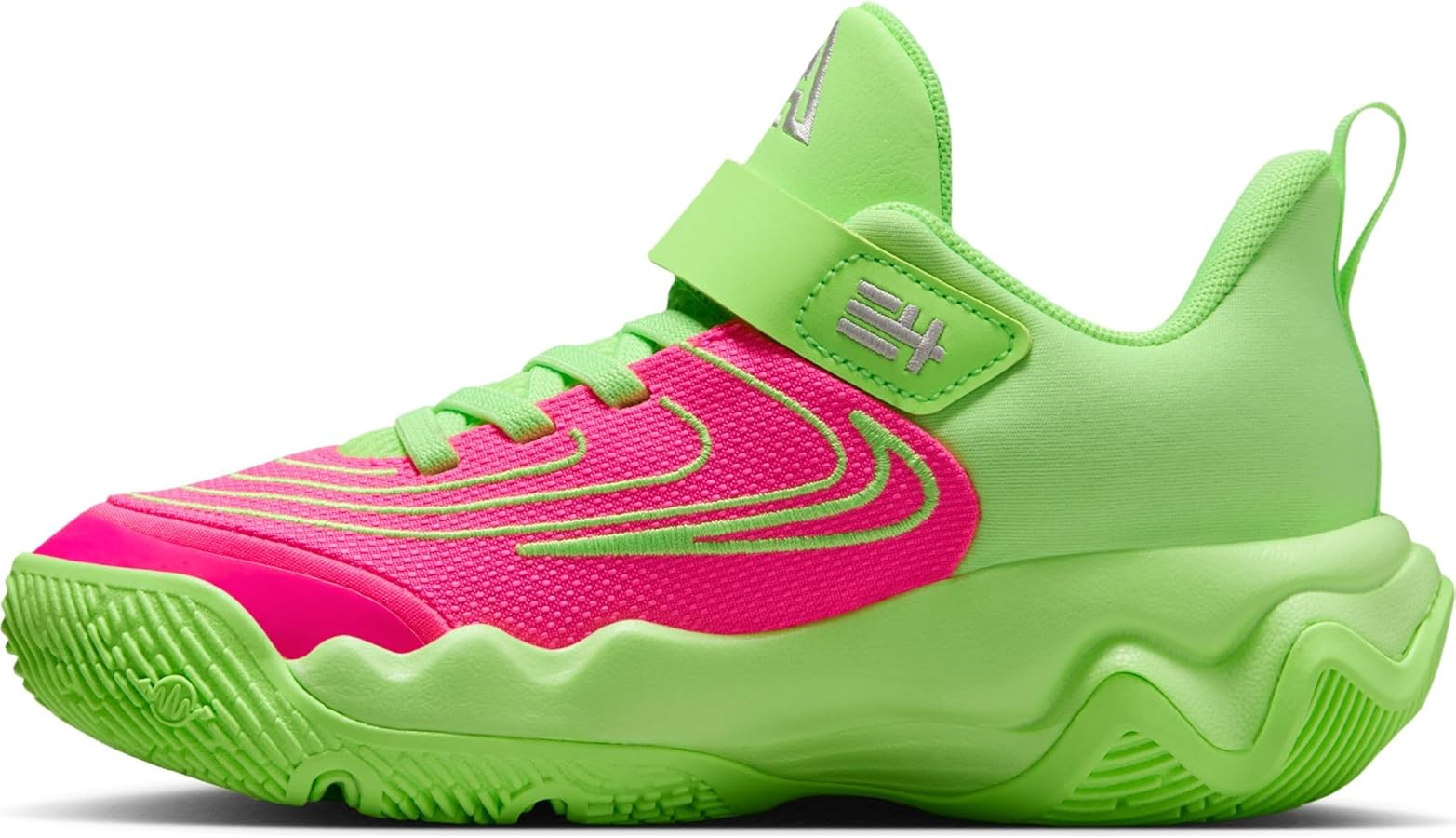 neon green and pink basketball shoes