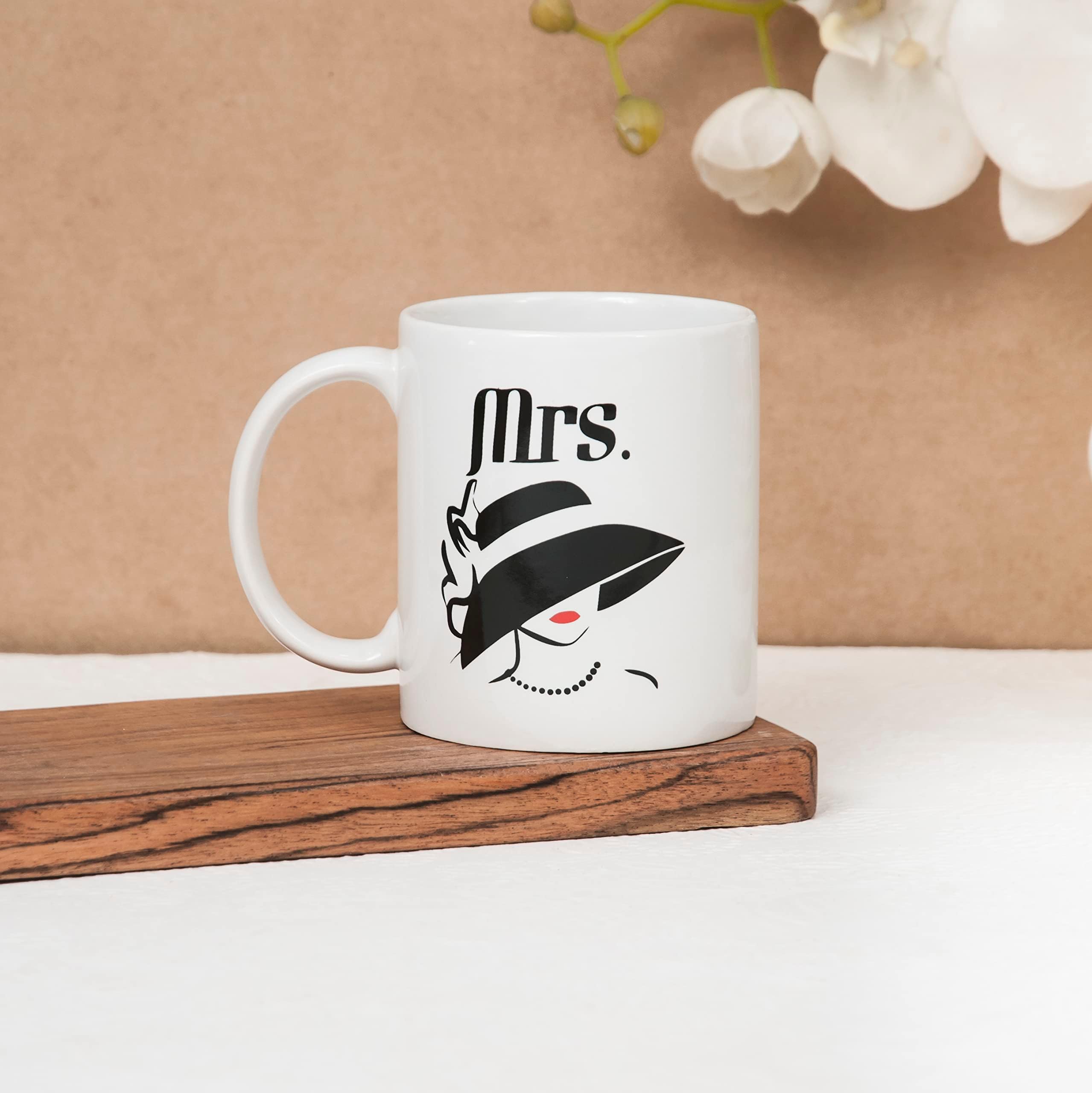 Clay Craft CC MM1 Swiss REZ14 Microwave Safe Coffee Mug for Gift to Couples Wife Husband Boyfriend Girfriend 300ml, Mrs