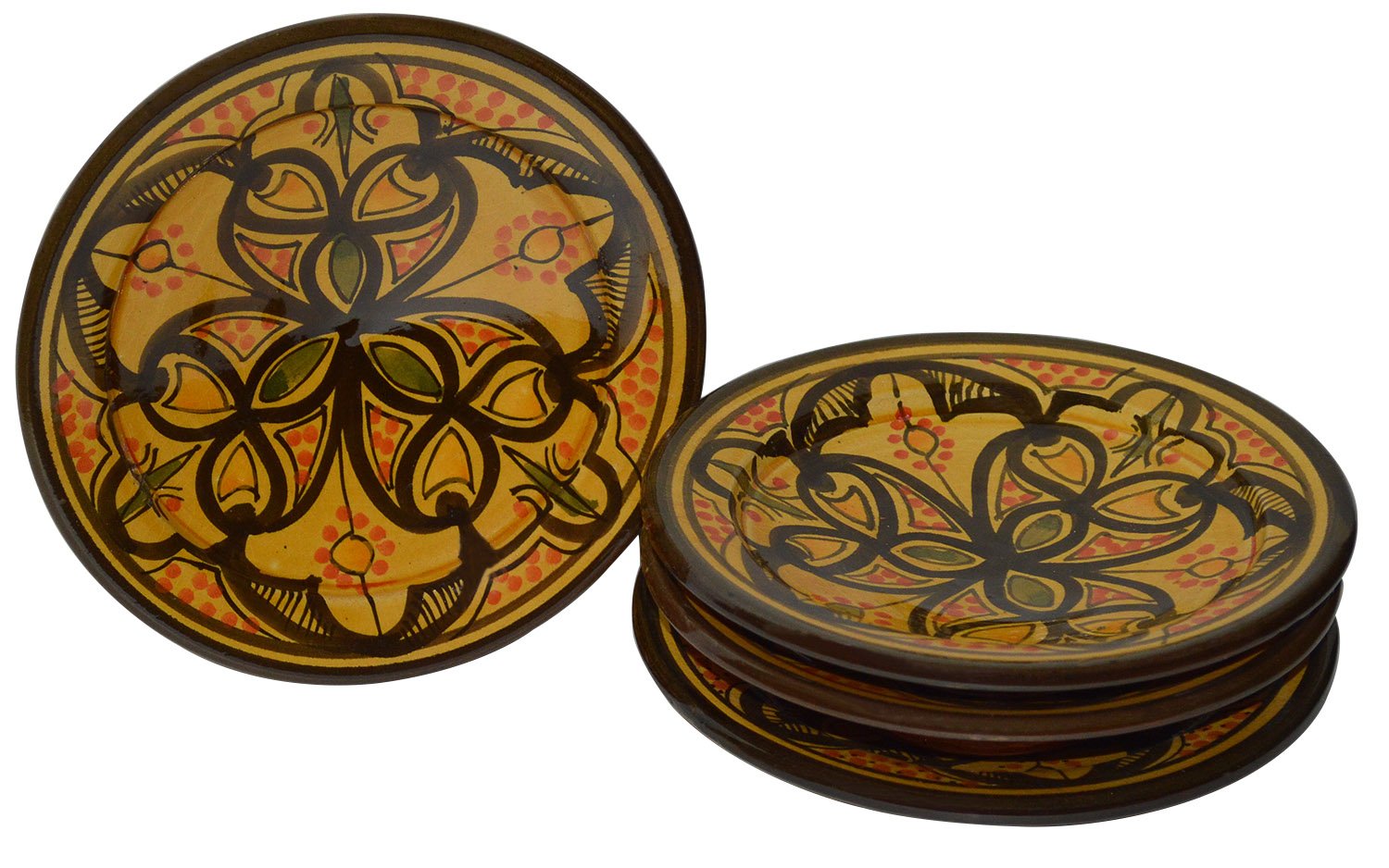 Moroccan Ceramic Plates Handmade Appetizer Tapas Serving Set of Four