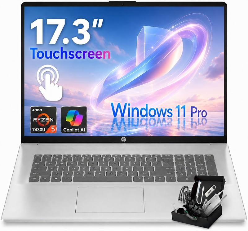 17 Inch Touchscreen Business Laptop,AMD Ryzen 5 7430U,16GB RAM 1TB SSD | 17.3 inch HD+ Anti-Glare Display, Windows 11 Pro, AI Copilot, Wi-Fi 6,Bluetooth 5.4, for Business & Student