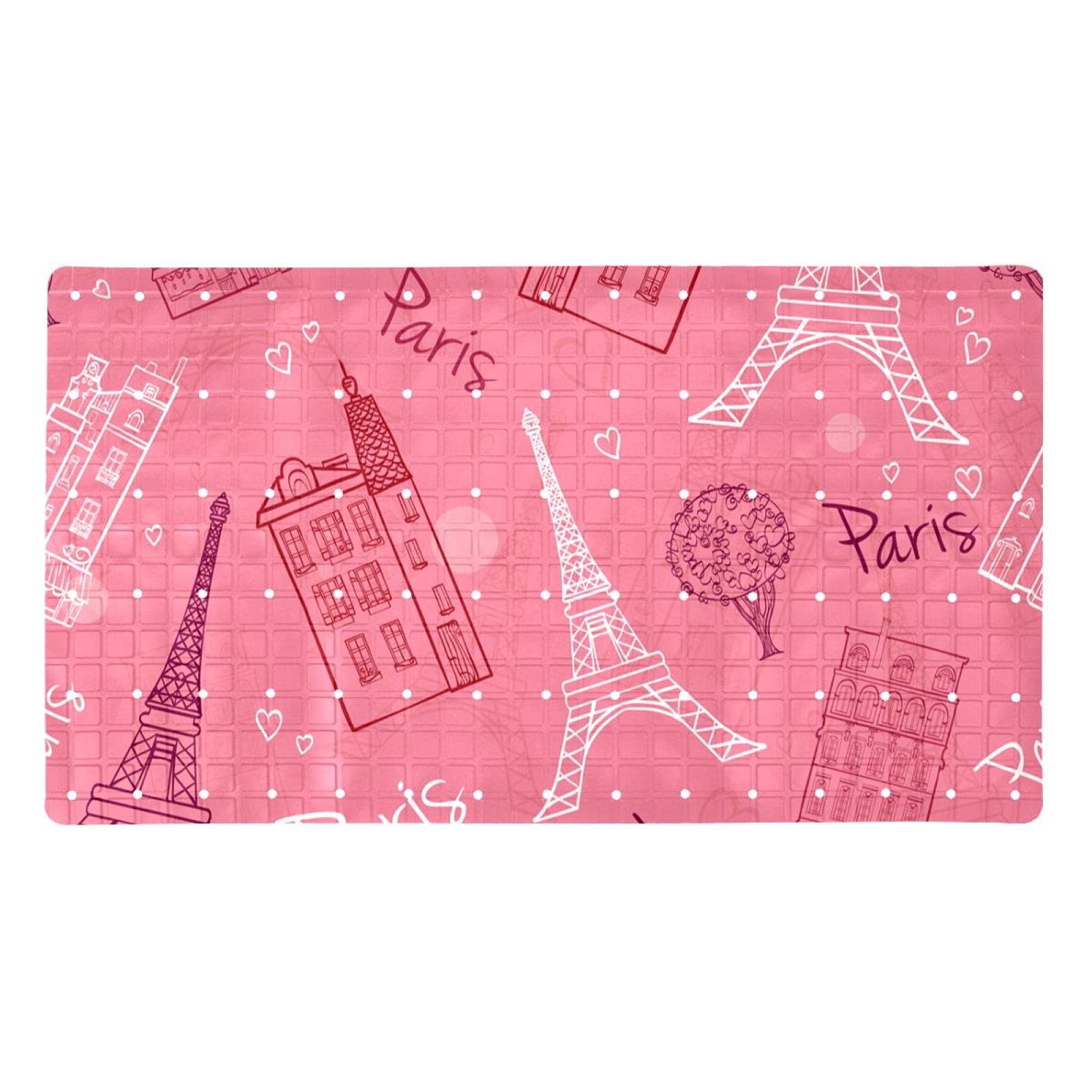 Tapis de bain Paris rose antidérapant idéal pour sécuriser la baignoire familiale