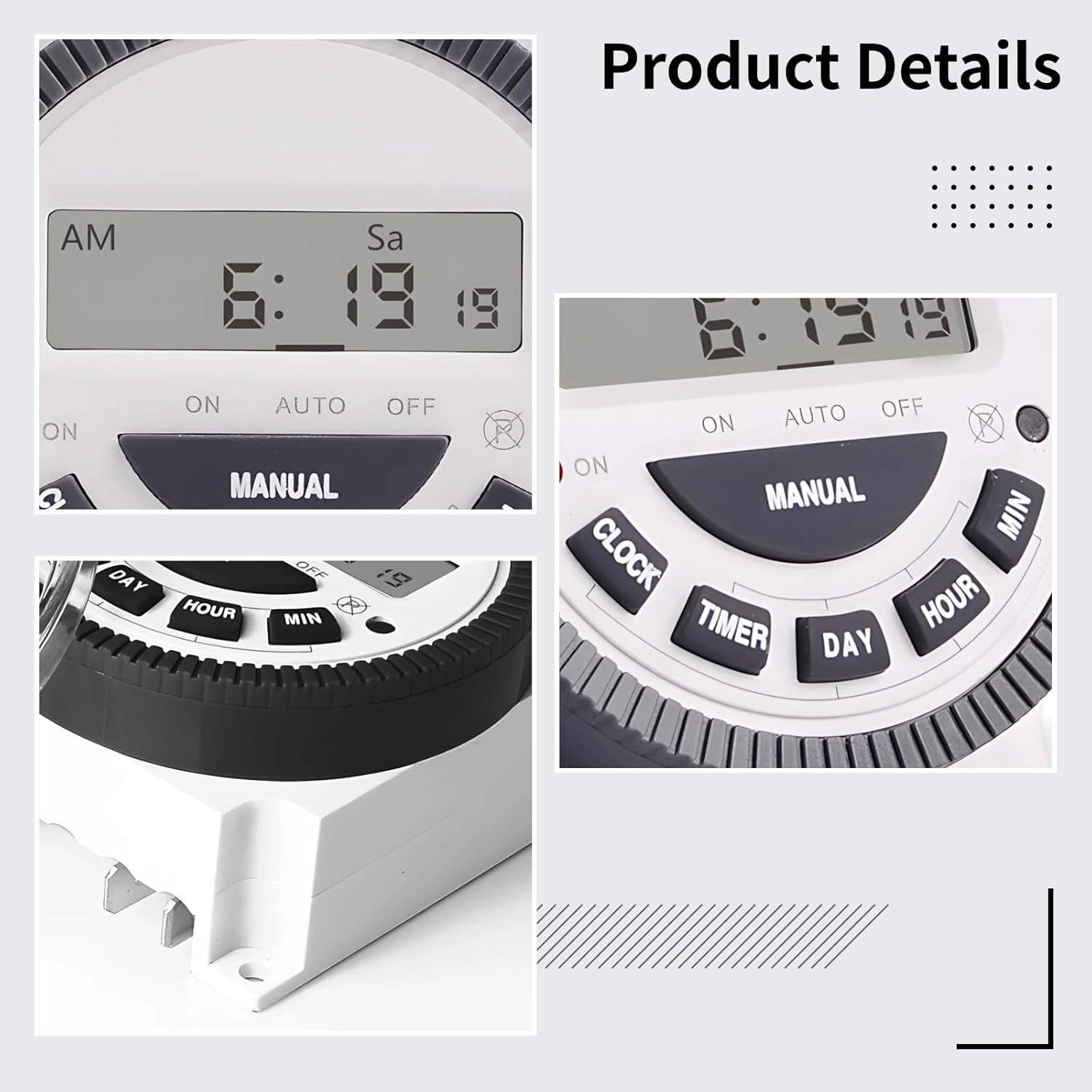 7 Day Programmable Digital Timer Switch, Electric Time Controller With Lcd Monitor, Relay Output 1No 1Nc For Fan Pool Pump Light, Weekly Cycle Programming