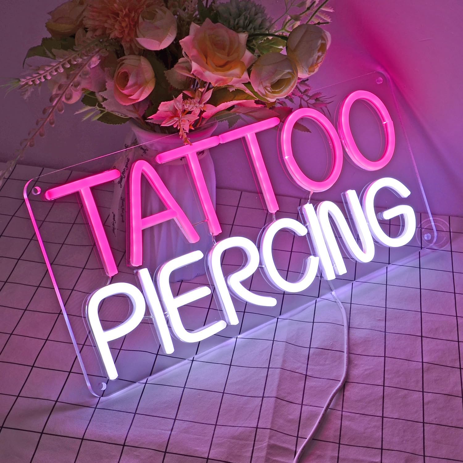 Britrio TATTOO Neon Sign Light Salon Studio Shop Plaque Pink LED Wall Art Decor Sign for Body Piercing Business Stores Beauty SPA Man Cave Garage Office Birthday Gift Indoors 5V USB 15.8 IN - Image 7
