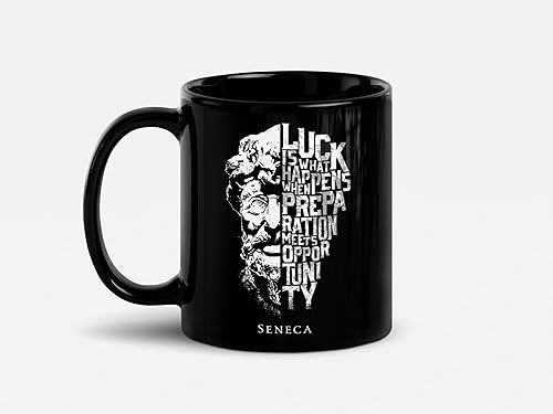 Miniatura 7 de Soul'n'Passions Seneca Stoicism Stoic Gear Luck Preparation Opportunity Seneca - Taza de cerámica, 15 onzas, color negro