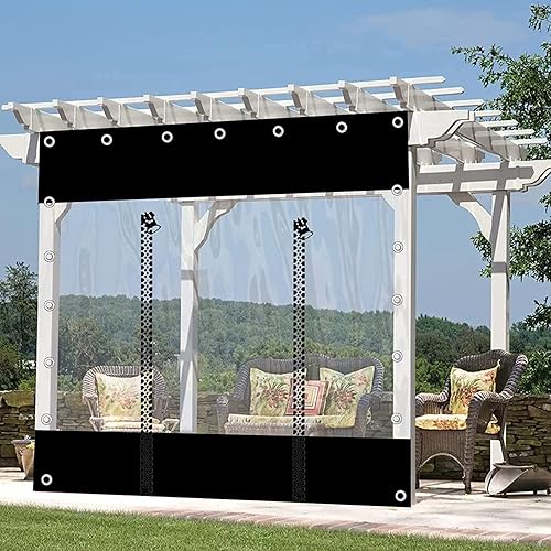 Miniatura 4 de WZYJLyds Lona impermeable con ojales pérgola paneles laterales de lona transparente con cremallera cortinas transparentes de PVC para exteriores