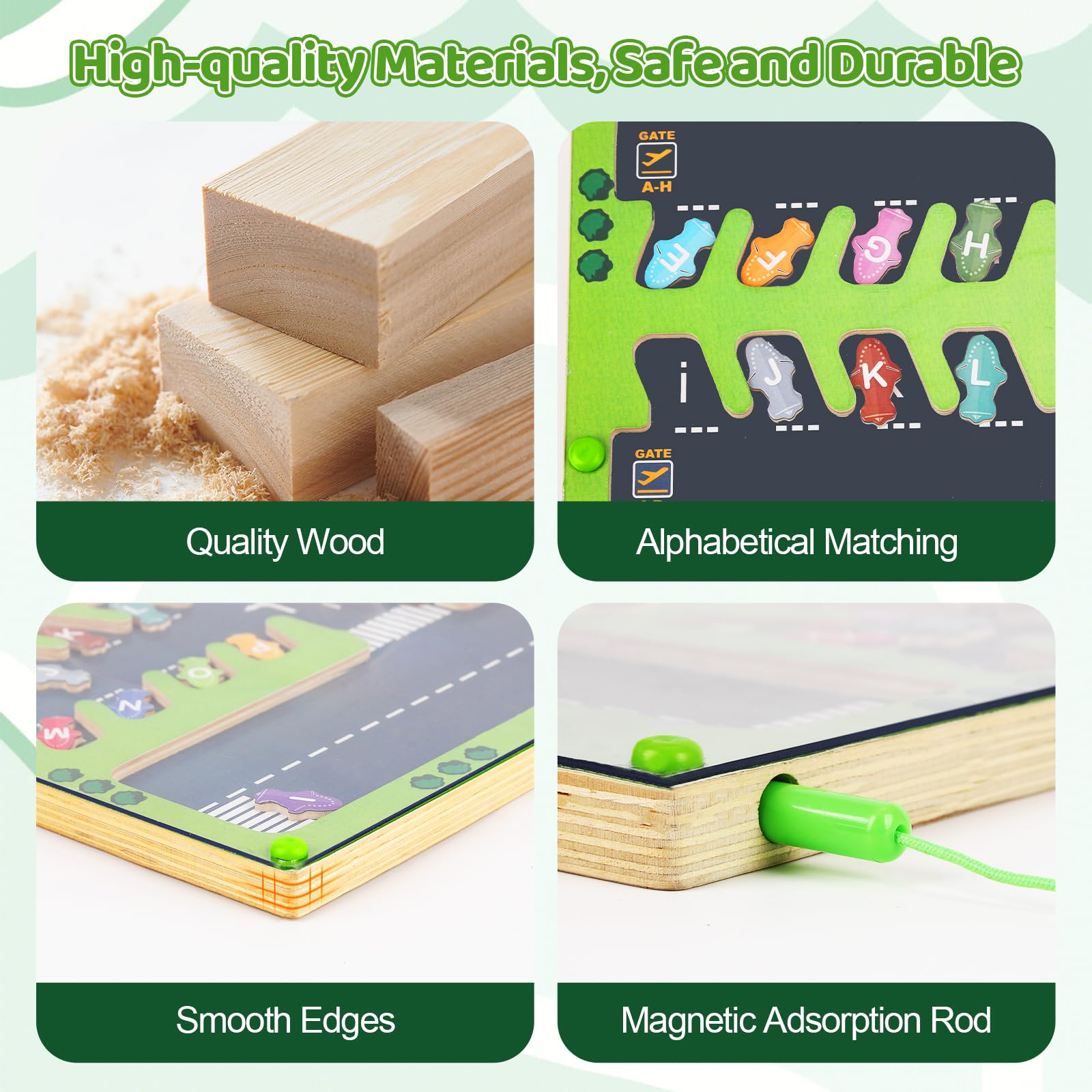 Labirinto Giocattolo in Legno, Giochi Montessori 3 4 5 6 Anni, Gioco Magnetico del Parcheggio e Alfabeto Bambini, Giochi Educativi e Gioco di Selezione per Ragazze e Ragazzi