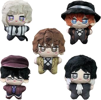 Osamu Dazai Akutagawa Ryunosuke Nakahara Nakahara Atsushi Nakajima Ranpo Echogawa Ranpo Plush Doll Toy Keychain Pendant Bag Decoration Car Key Ornament Souvenir Birthday Present Gift Chuya Nakahara