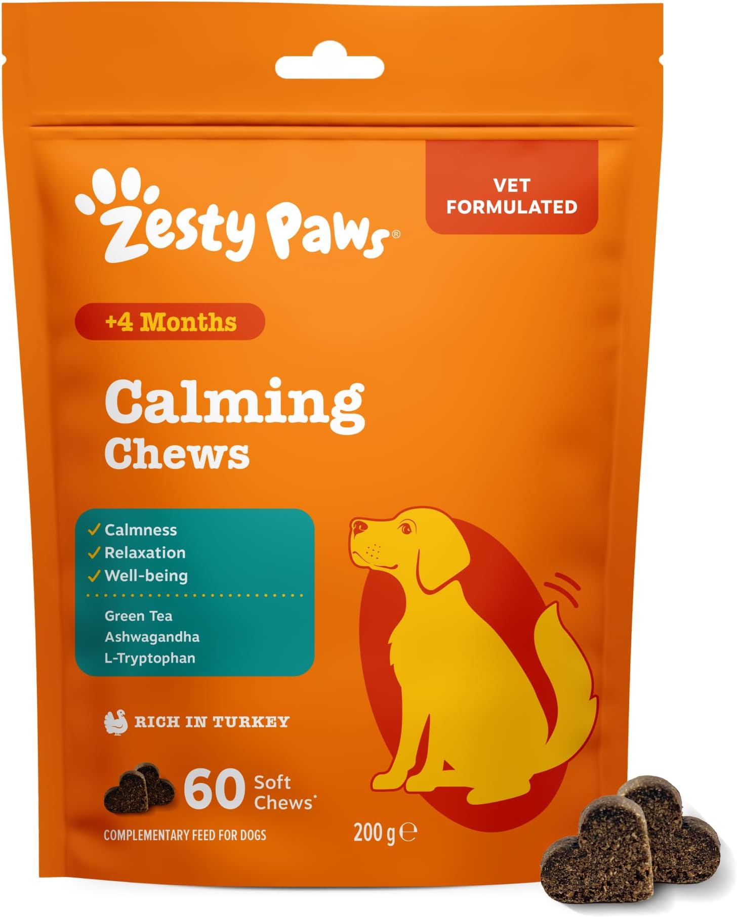 Calming Treats for Dogs, Rich in Turkey, 60 Chews, Daily Use