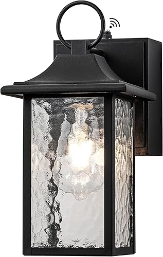 Miniatura 2 de Luz de porche para exteriores con salida GFCI, lámpara exterior del atardecer al amanecer, luz de porche frontal negra mate para casa, aplique de