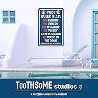 Vista 4 de Pool Rules Y'all - Cartel divertido de hojalata de 12 x 8 pulgadas