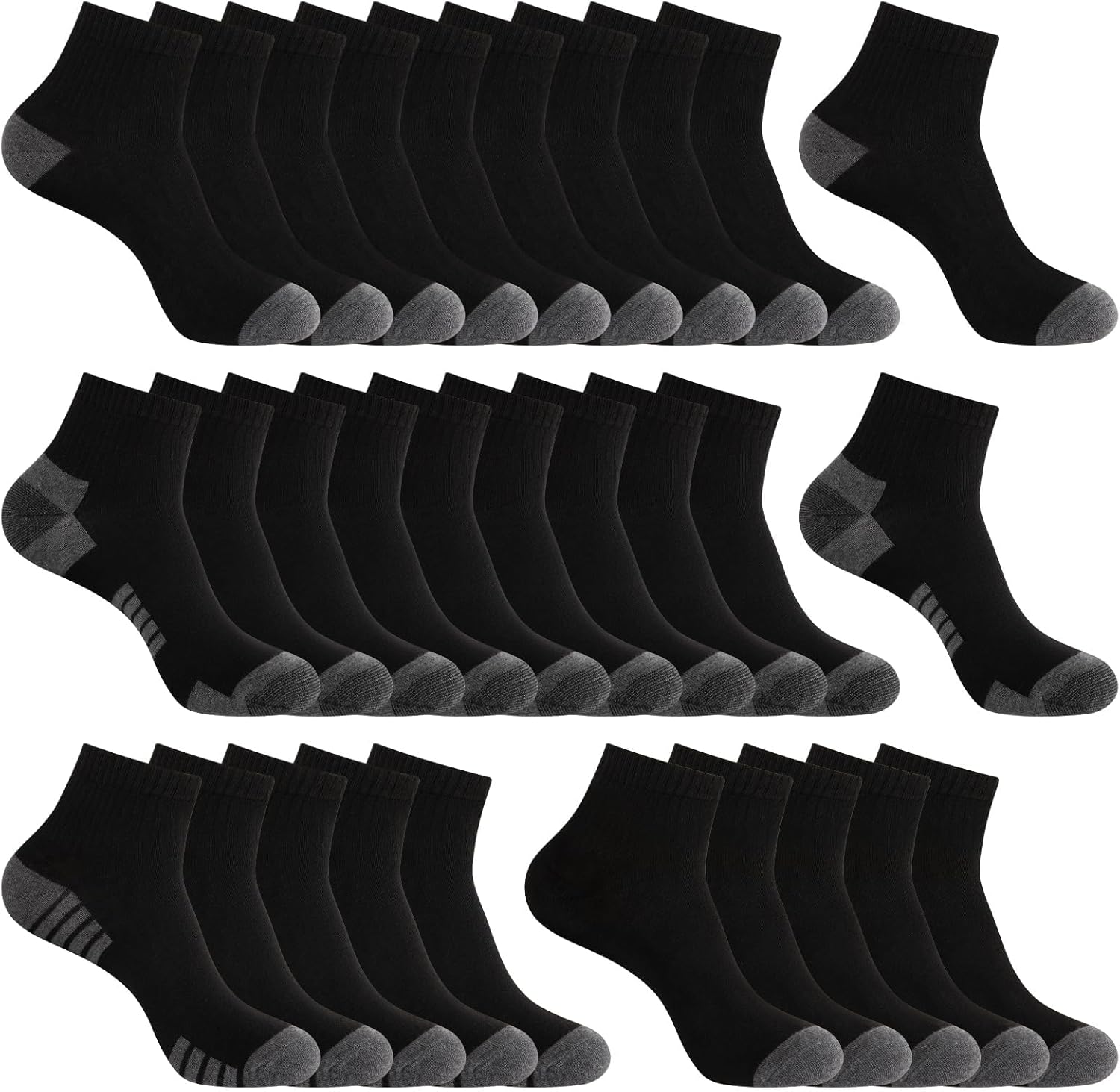 30 Pack Men & Women Ankle Socks - Bulk Athletic Unisex Quarter Breathable Thin Casual Basic Socks, Size 8-12/12-16 - Image 7