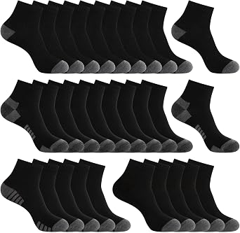 30 Pack Men & Women Ankle Socks - Bulk Athletic Unisex Quarter Breathable Thin Casual Basic Socks, Size 8-12/12-16