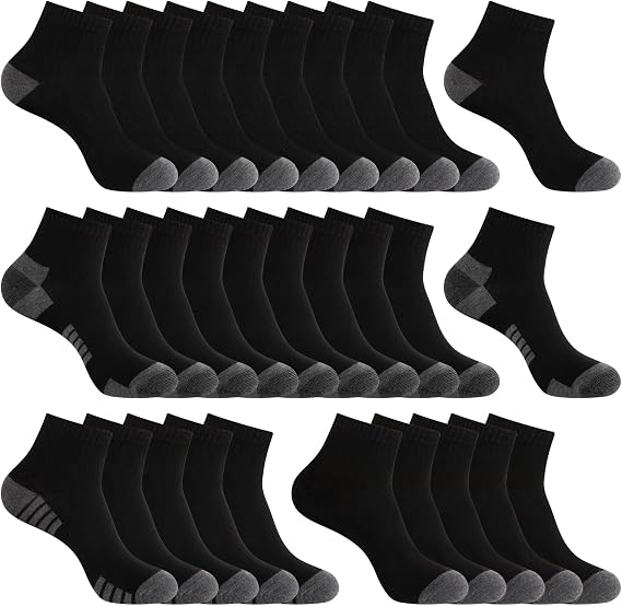 30 Pack Men & Women Ankle Socks - Bulk Athletic Unisex Quarter Breathable Thin Casual Basic Socks, Size 8-12/12-16