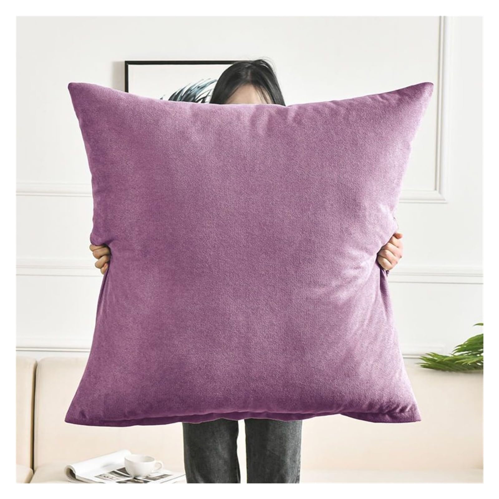 Iliemao Purple Super King Size Pillow Cases, Square Extra Large Cushion Covers 50X50,60X60,70X70,80X80 Cm Soft Pillow Cover With Invisible Zipper Decorative Pillowcases For Pillows Sofa Couch(,60X60 Cm 24X24 I