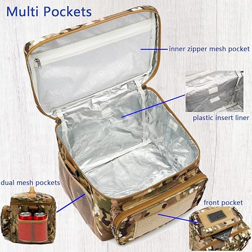 Miniatura 5 de FlowFly Lonchera táctica con aislamiento grande para hombres y mujeres con correas Molle y PALS (Multicam, grande)