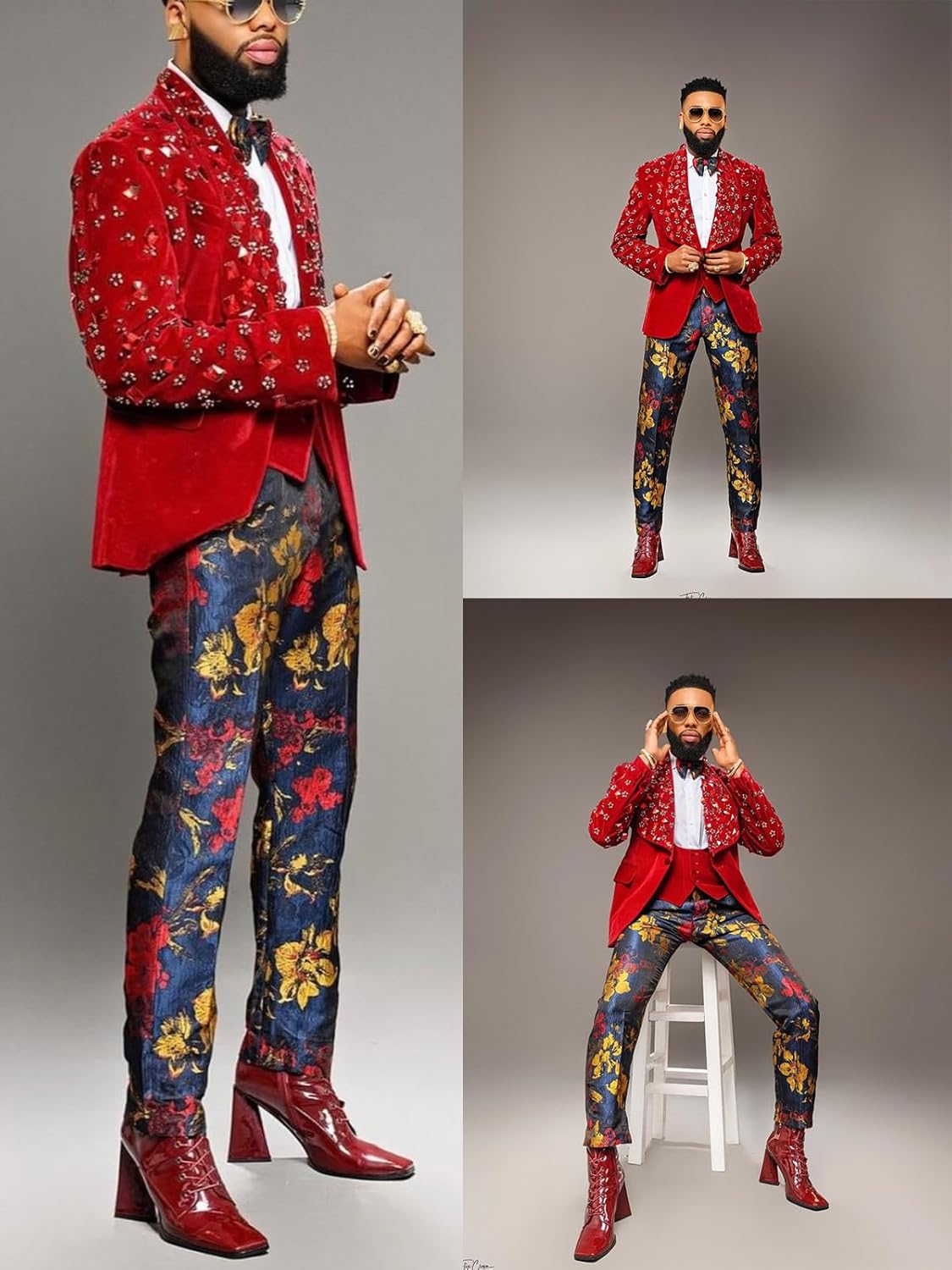 Men's Velvet Tuxedo with Rheinstones Slim Blazer Shawl Lapel One Button Velour Jacket for Prom,Wedding,Party,Dinner