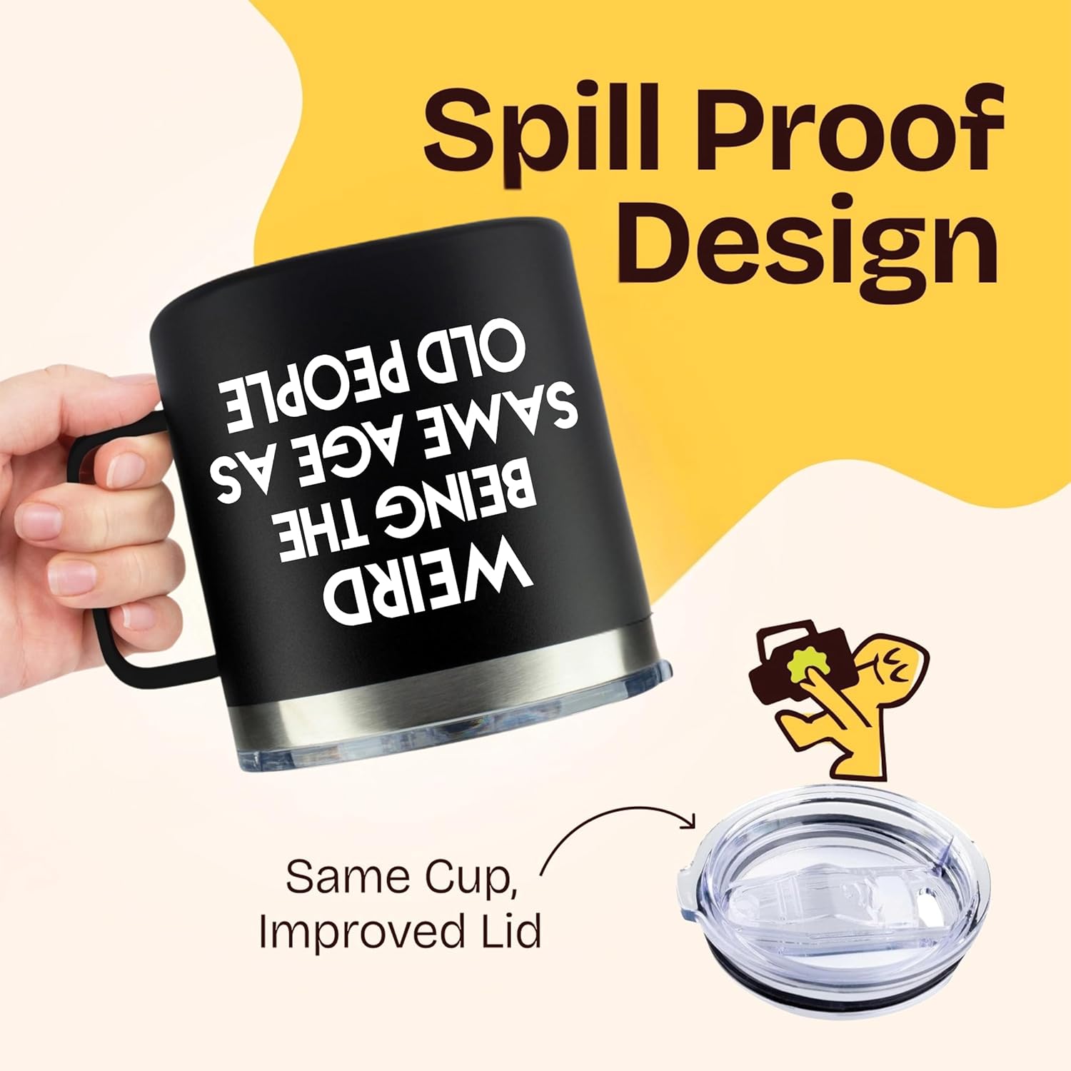 40th 50th 60th 70th Birthday Gifts for Men Fathers Day - Weird Being the Same Age as Old People Mug 14oz Tumbler Black Gifts for Dad Birthday Gift Ideas for 70 Year Old Man Funny Gag Gift for Elderly - Image 5