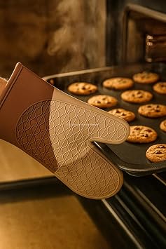 Busstier 100% Silicone Oven Mitt, Heat Resistant Fireproof Kitchen Holder, Anti-Slip Waterproof BBQ and Grill Mitt, Professional Pot Pan Handle, High Temperature Protector