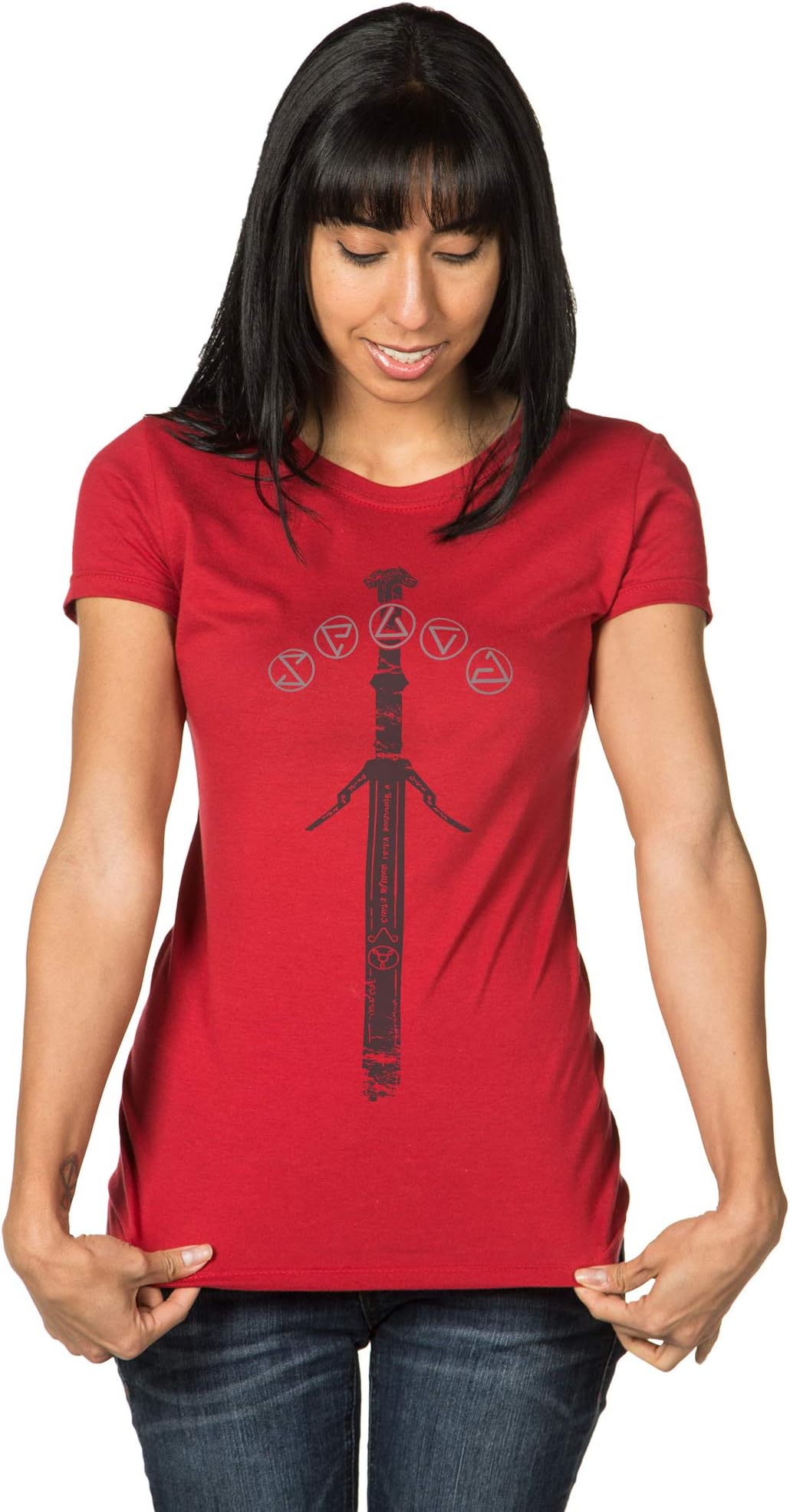 JINX The Witcher 3 Silver Sword Women's Gamer Graphic T-Shirt, Blood Red, Small