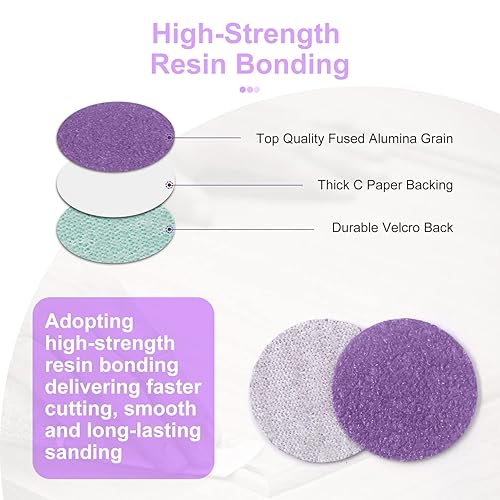 Miniatura 5 de Discos de lija de 1 pulgada, 120 piezas de papel de lija húmedoseco con gancho y bucle de 60-10000 granos con almohadillas de pulido, almohadilla de